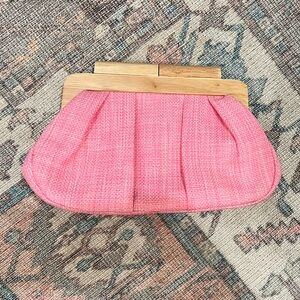 Shiraleah Pink Clutch with Wooden Accents